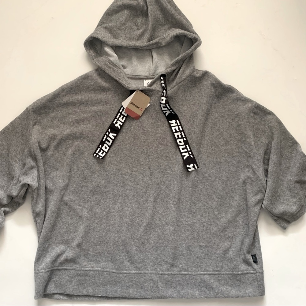Reebok Gray Terry Cloth Hoodie Sweatshirt size XL